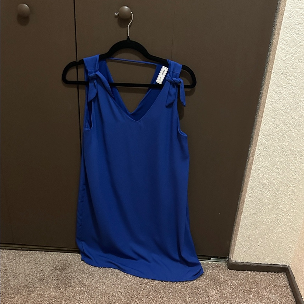 Ces Femme Royal Blue V-Neck Blouse